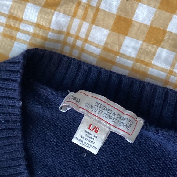men’s gap navy and grey striped sweater size L - Picture 3 of 3